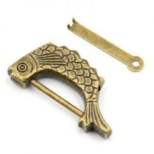 aLLuwant All about Antiques Vintage brass chinese fish lock